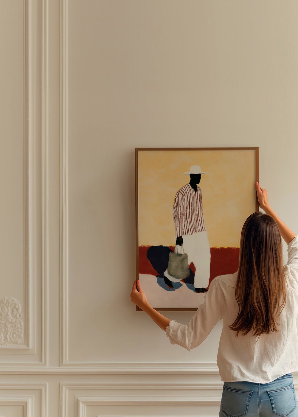 Ilustración de figura caminante con sombrero – Product3