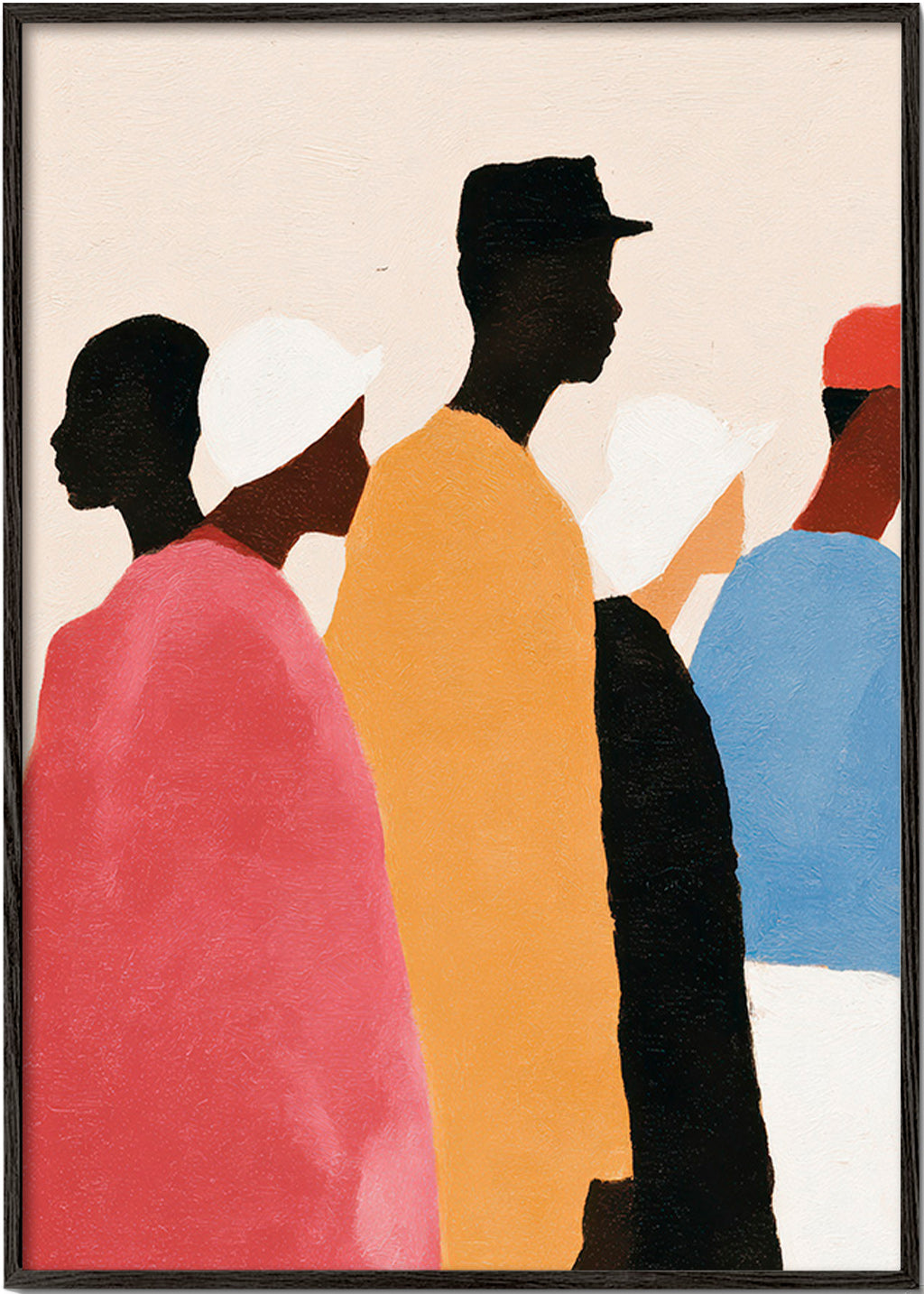 Cuadro abstracto de figuras en fila – Black Frame