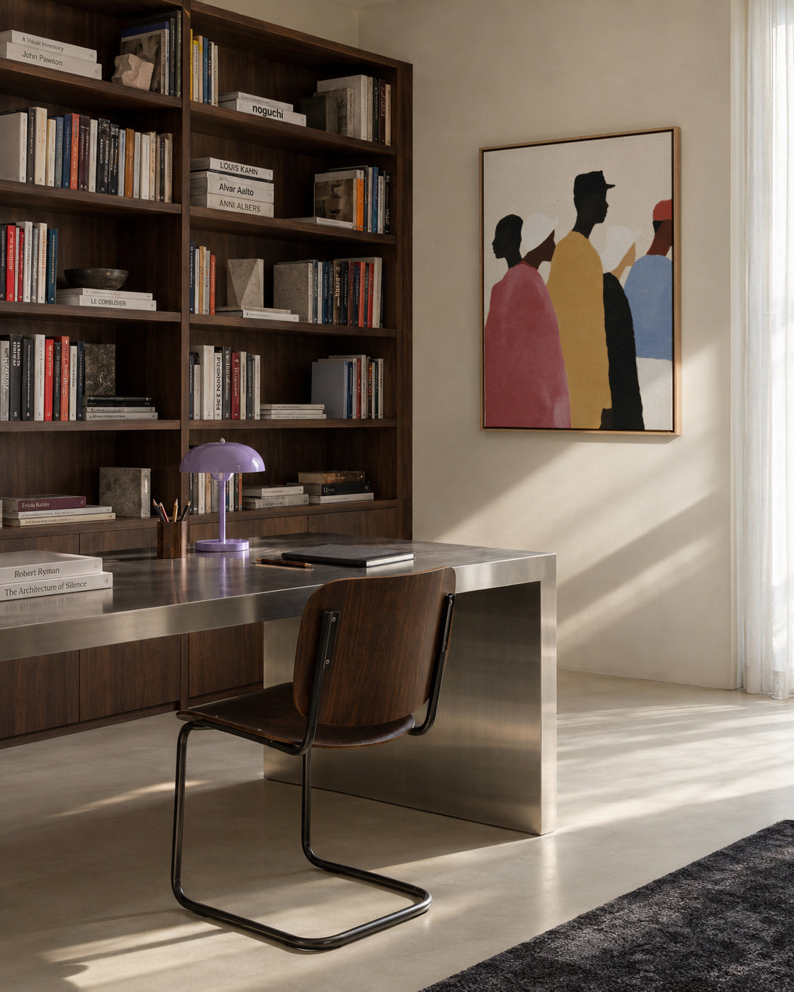 Crowded Colors IV - Framed canvas in an interior