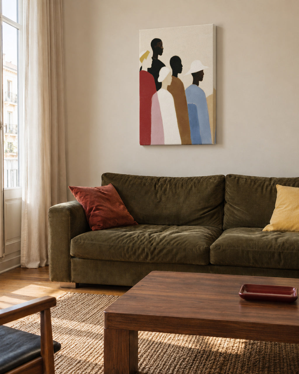 Crowded Colors V - Unframed canvas in an interior