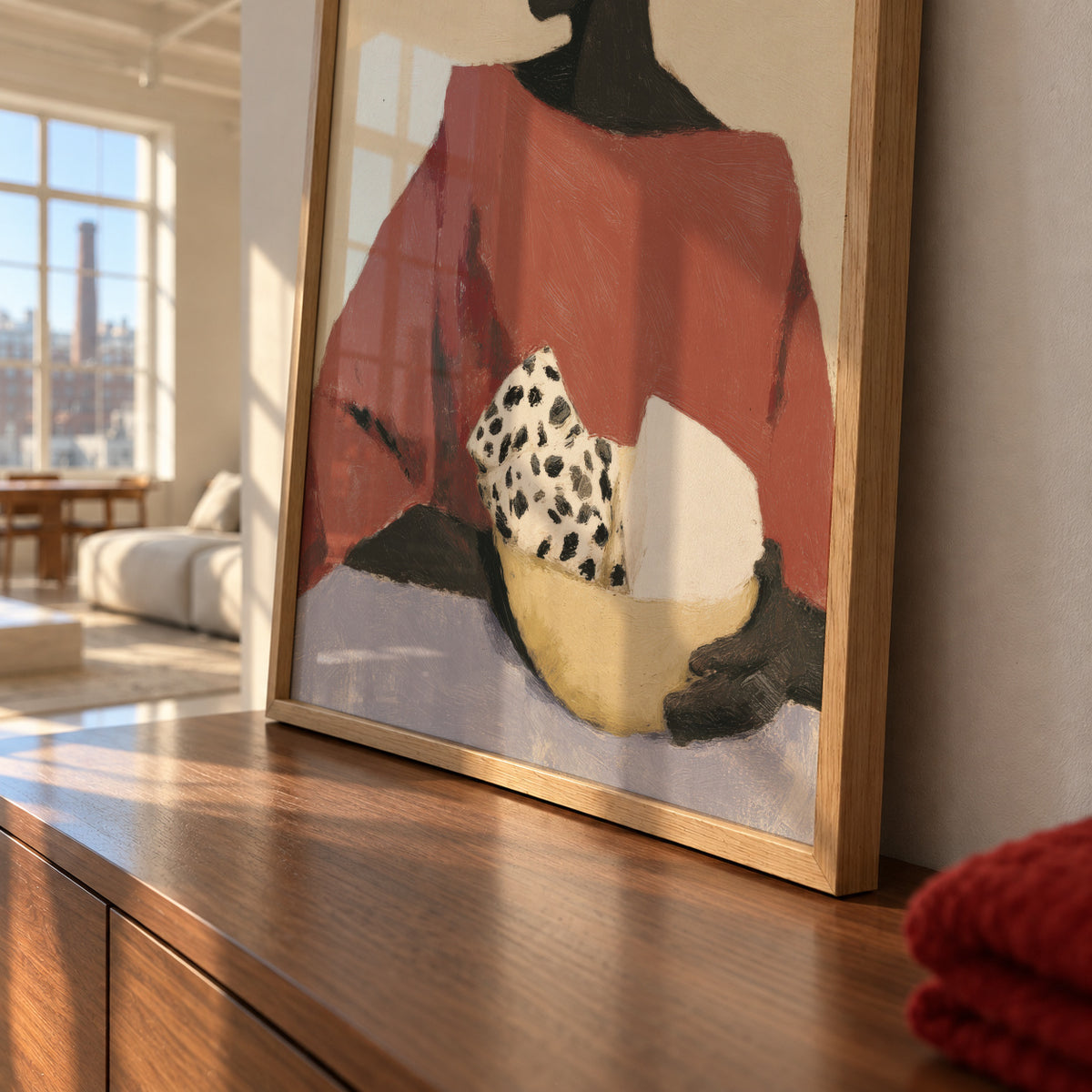 Lady with Bowl - Framed poster detail