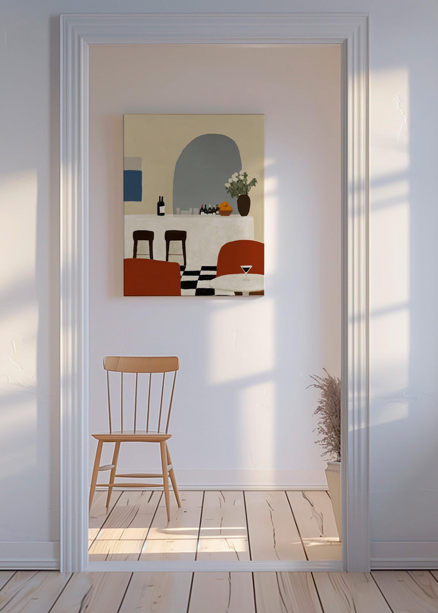 Cuadro de cocina con arco y barra minimalista – Canvas