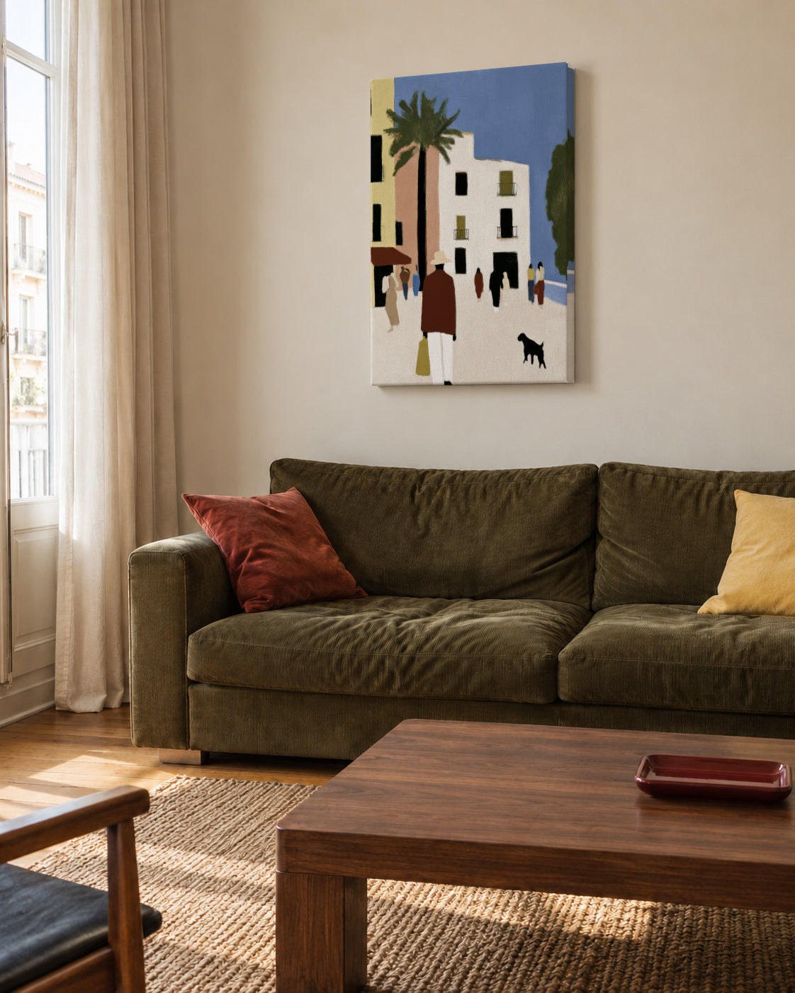 Mediterranean Walk - Unframed canvas in an interior