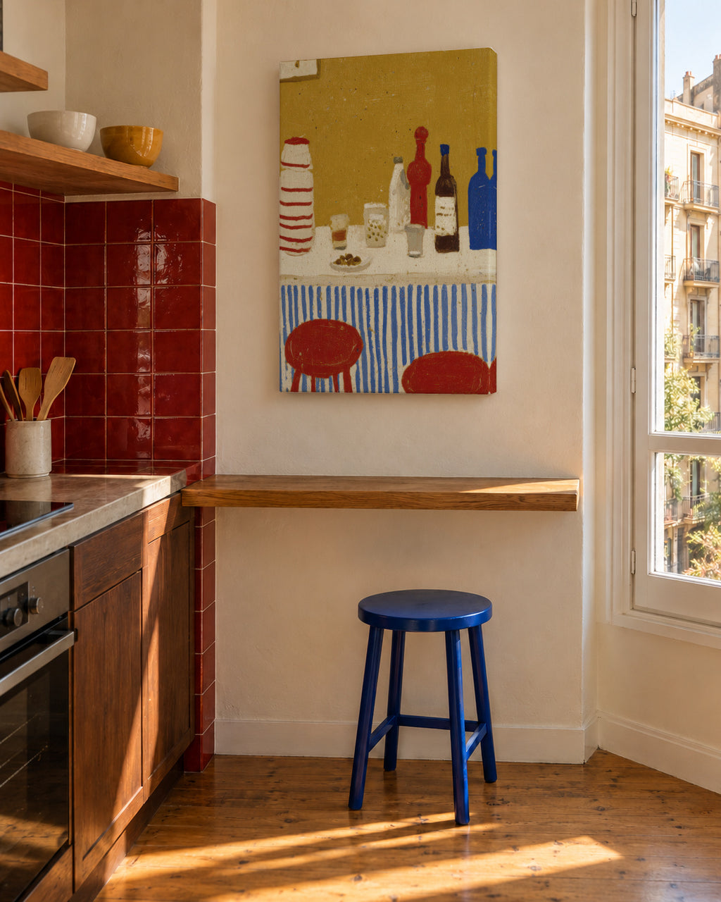 Blue Striped Bar - Unframed canvas in an interior