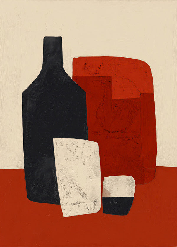 Cuadro de cocina geométrico con botella y copas