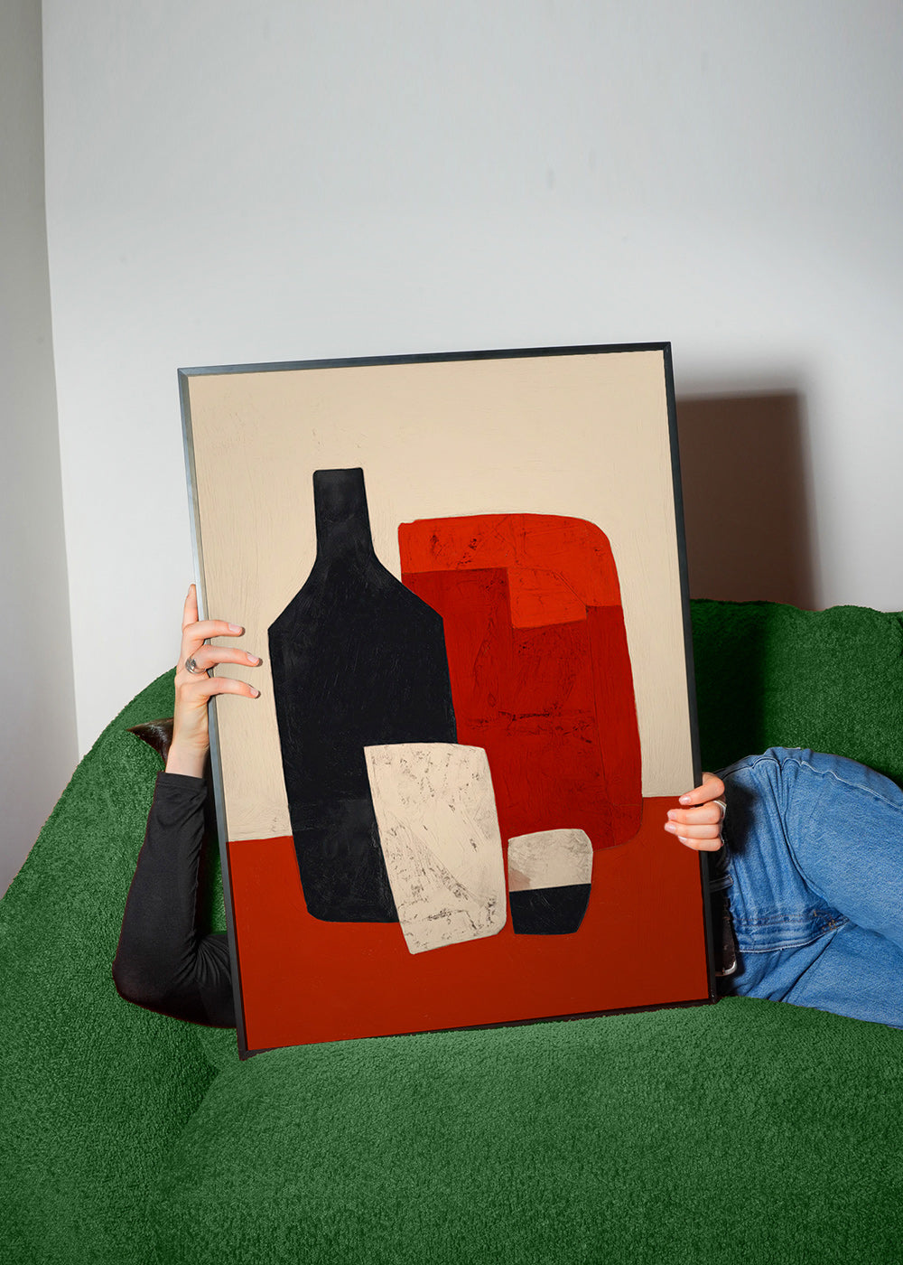 Cuadro de cocina geométrico con botella y copas – Product2