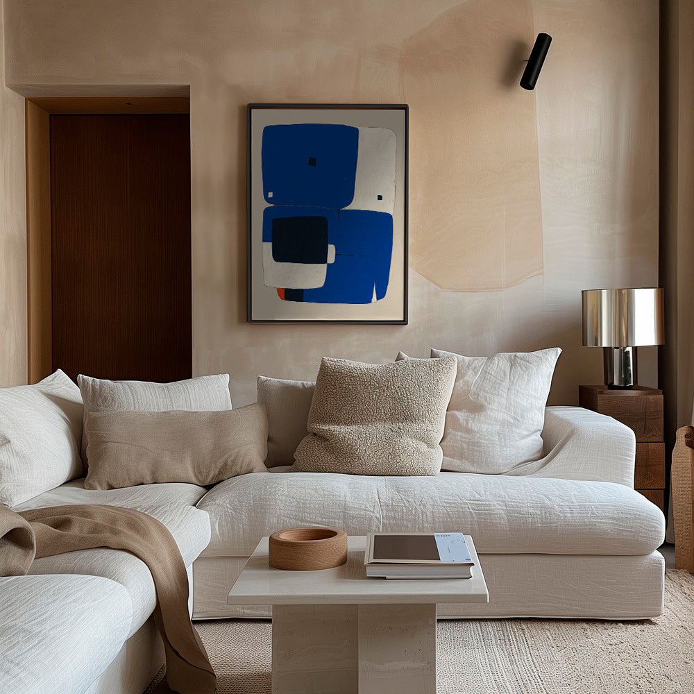 Cuadro abstracto azul con bloques orgánicos – Canvas1