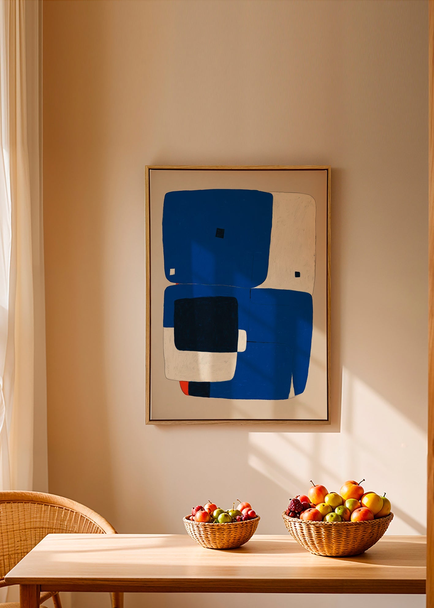 Cuadro abstracto azul con bloques orgánicos – Canvas2