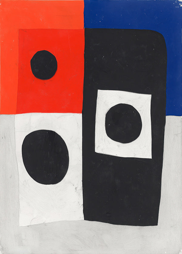 Cuadro geométrico con bloques y círculos