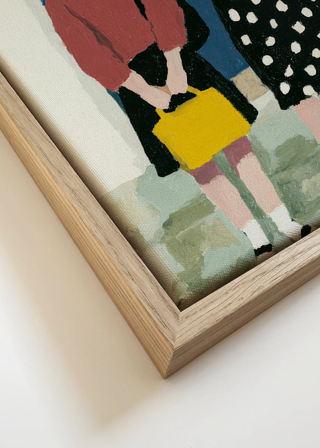 Ilustración de dos figuras frente a puerta azul – Canvas detail