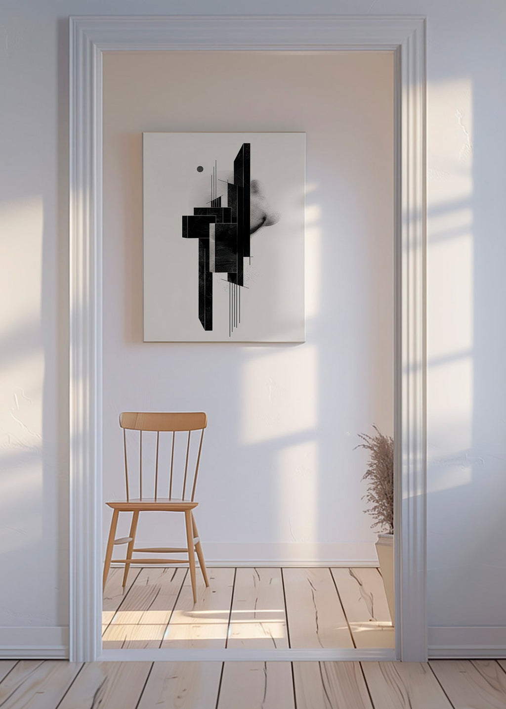 Cuadro geométrico monolito en negro – Canvas