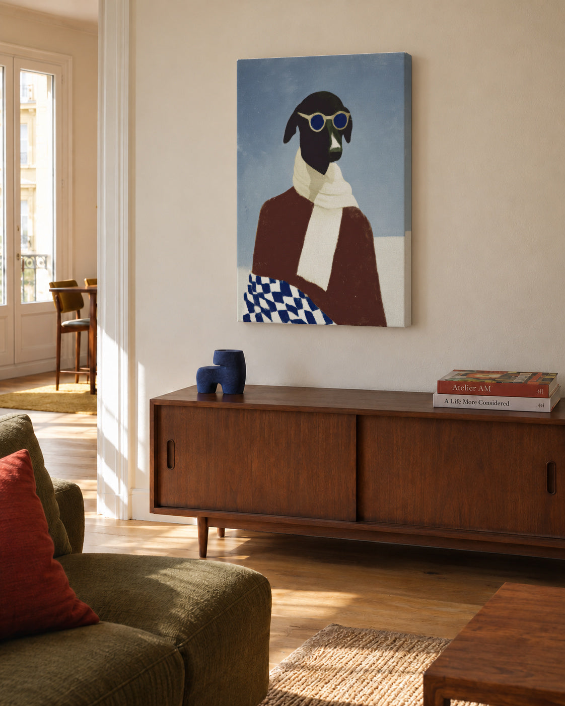 Winter Dog I - Unframed canvas in an interior