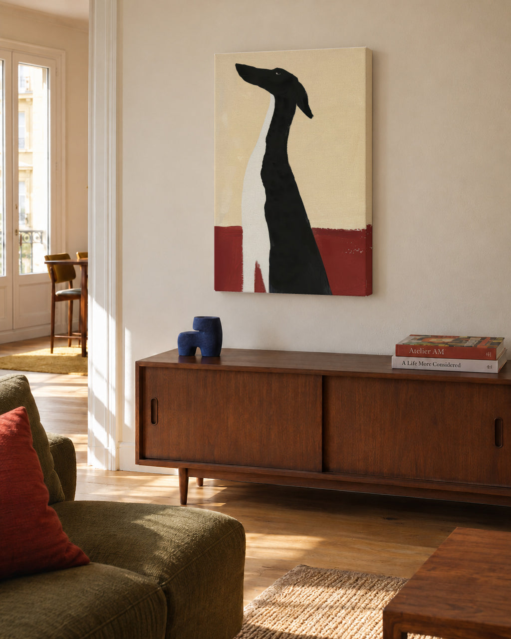 Elegant Greyhound - Unframed canvas in an interior