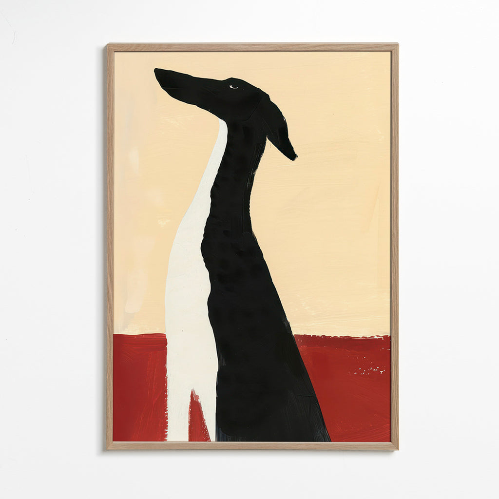 Cuadro galgo elegante en composición minimal – Oak Frame
