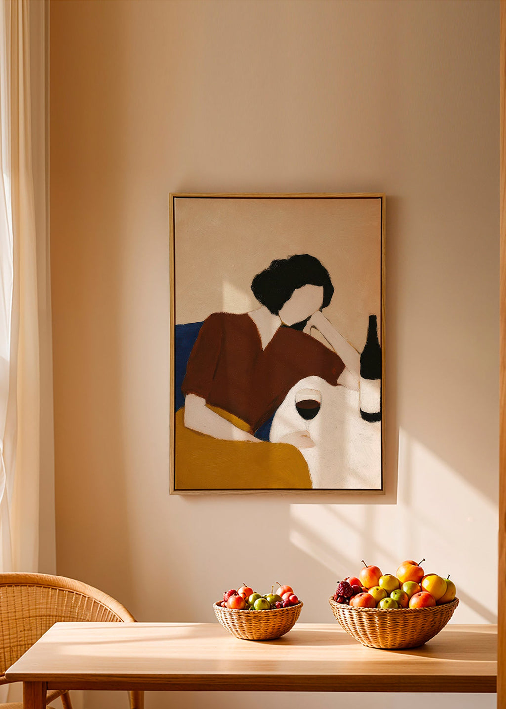 Cuadro de cocina con figura y copa de vino – Canvas2