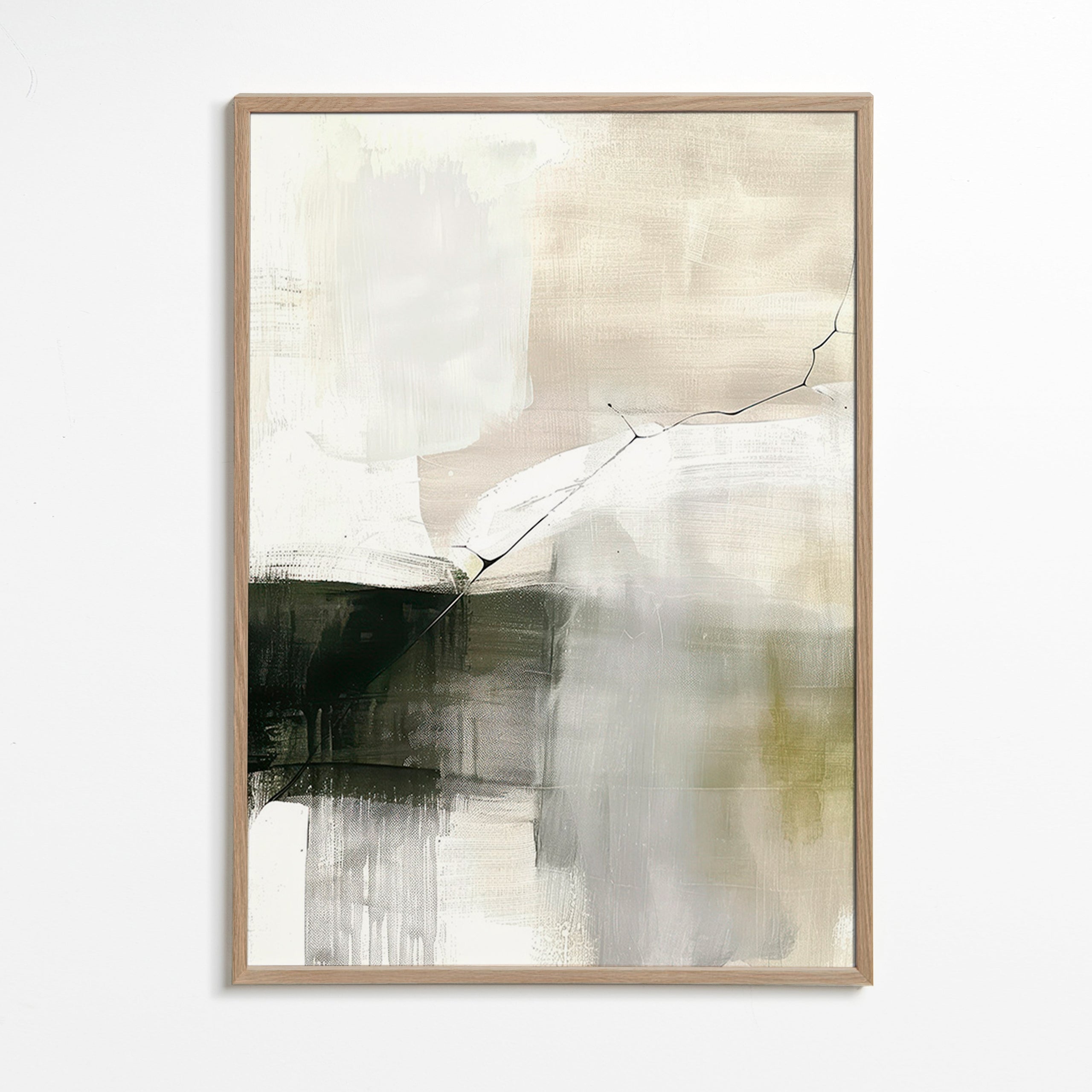 Cuadro abstracto con horizonte difuso – Oak Frame