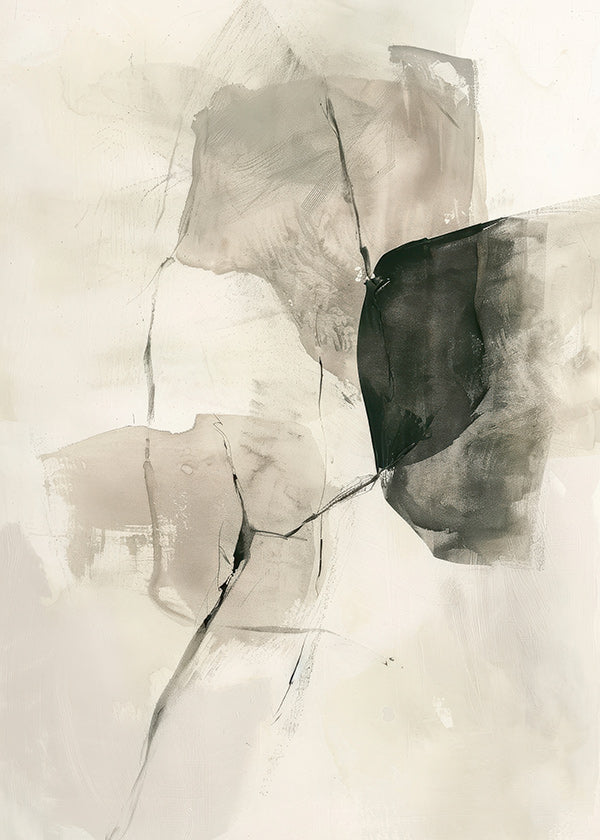 Cuadro abstracto en tinta y espacios sutiles