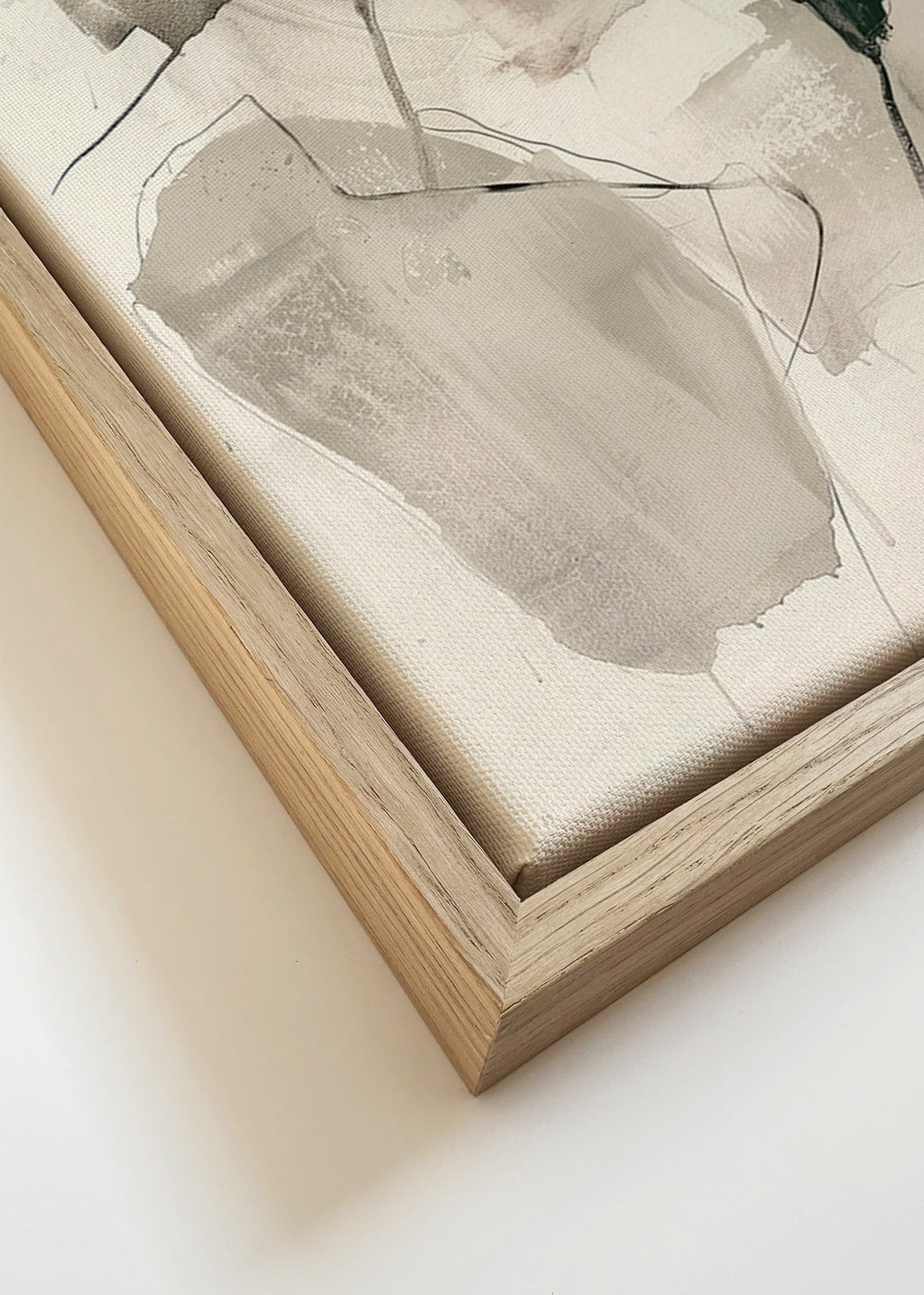 Cuadro abstracto en tinta y tonos neutros – Canvas detail