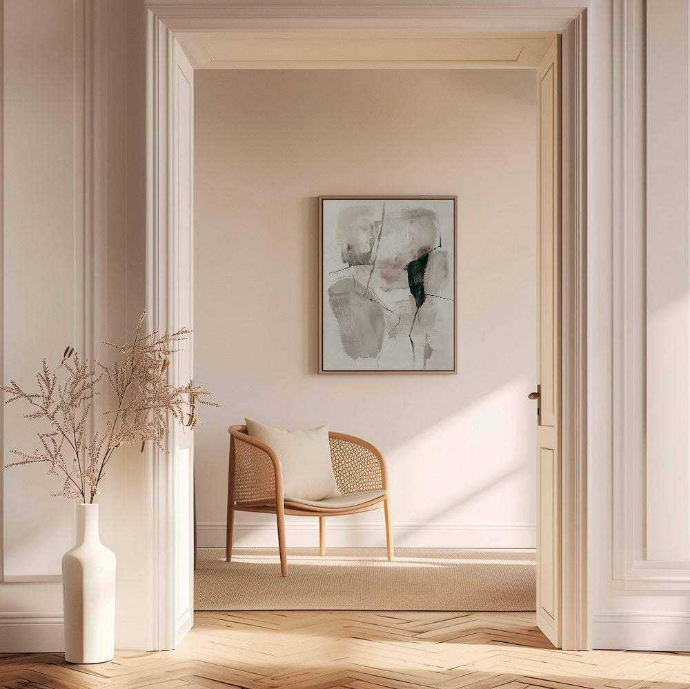 Cuadro abstracto en tinta y tonos neutros – Canvas1