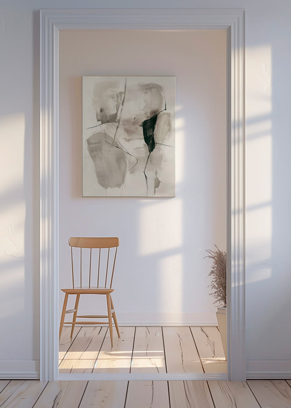 Cuadro abstracto en tinta y tonos neutros – Canvas