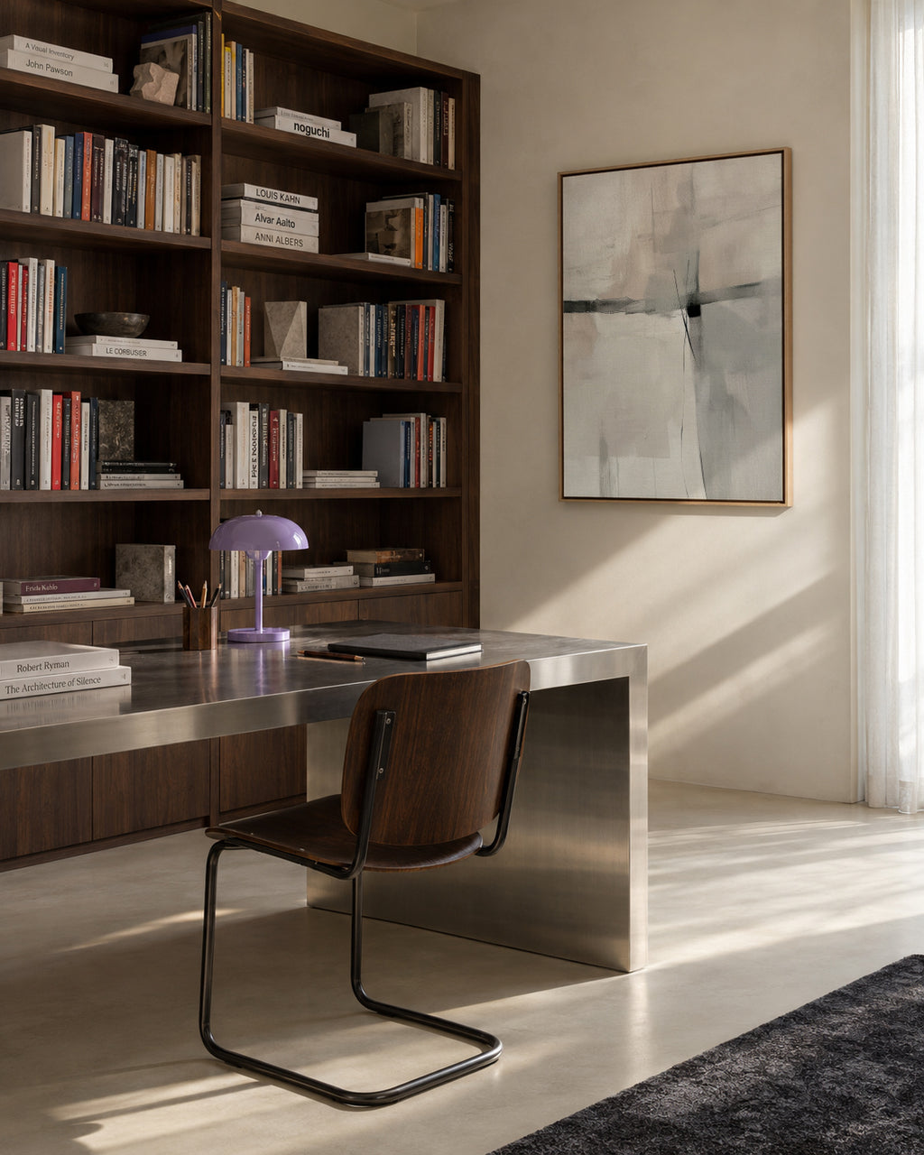 Encounter in Grey - Framed canvas in an interior
