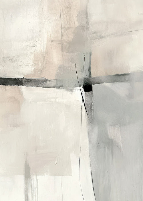 Cuadro abstracto con líneas y planos grises