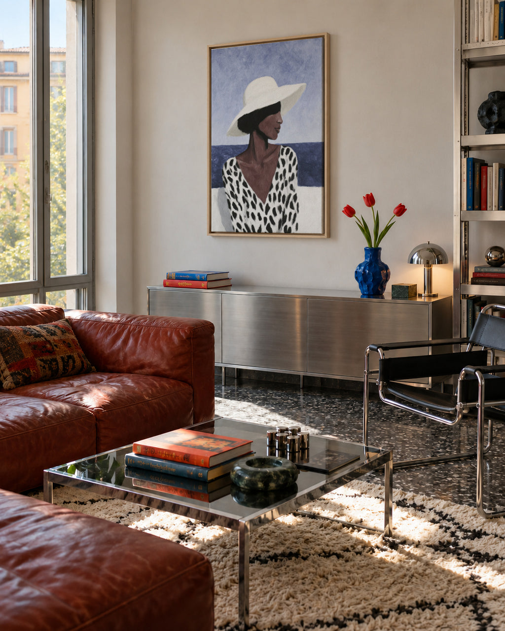 Polka Dot Breeze - Framed canvas in an interior