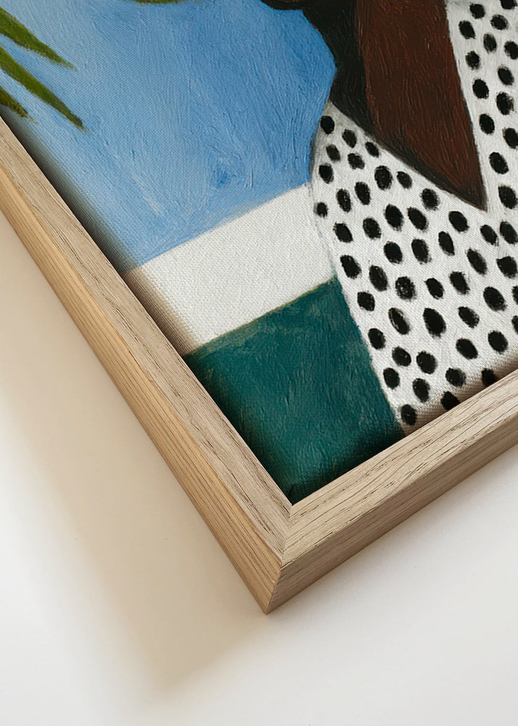 Lámina botánica con retrato y palmera – Canvas detail