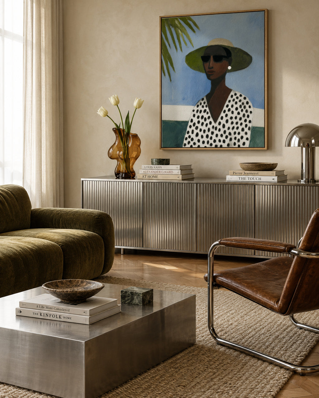 Palm Shade Portrait - Framed canvas in an interior