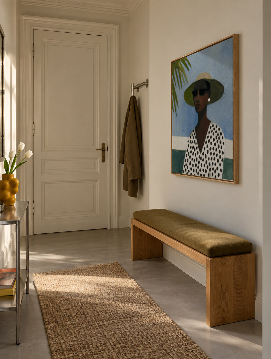 Palm Shade Portrait - Framed canvas in an interior
