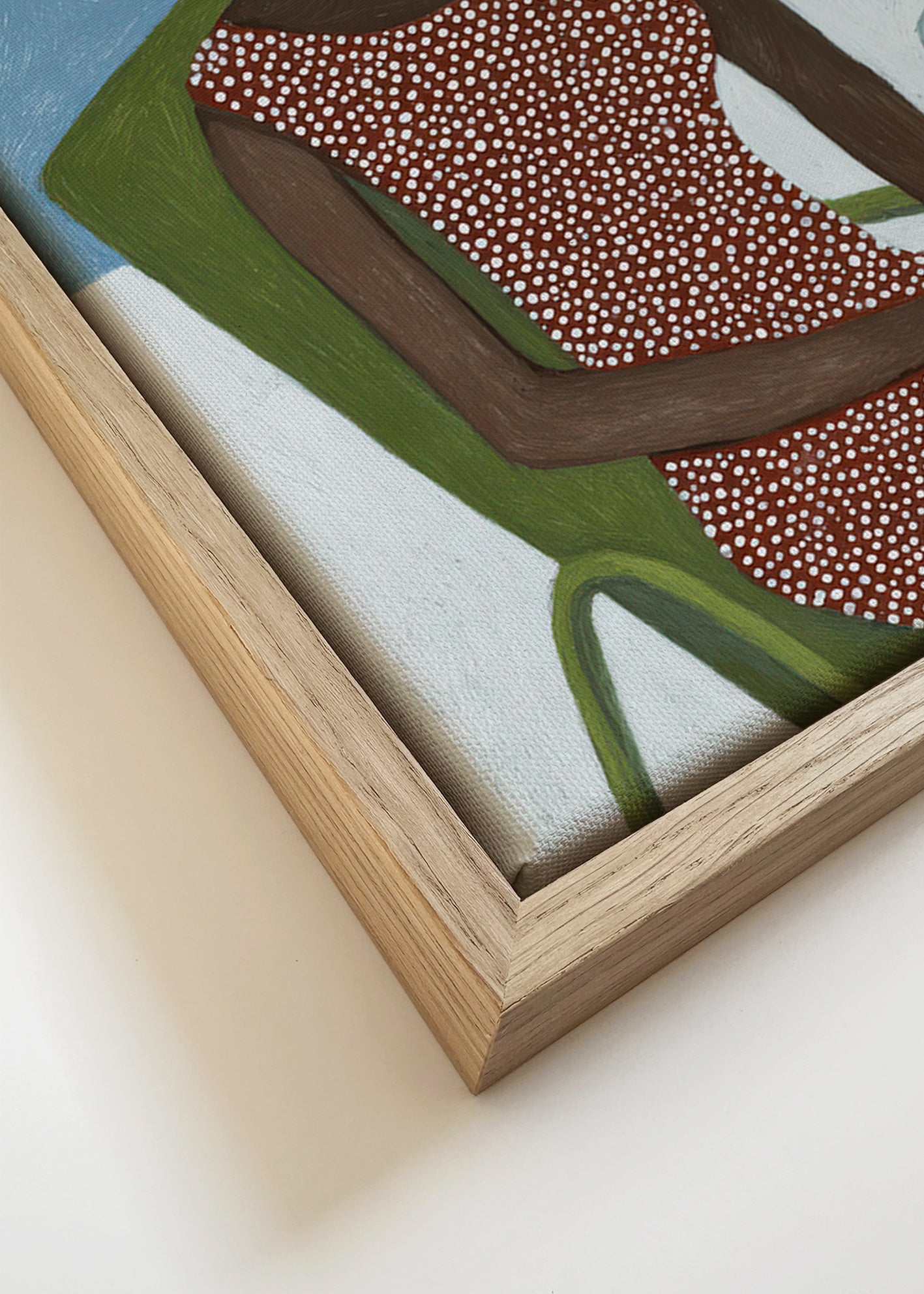 Ilustración femenina con sombrero y silla verde – Canvas detail