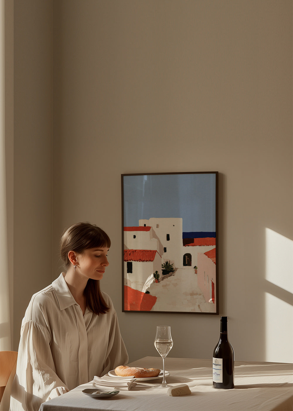 Cuadro de paisaje mediterráneo con tejados rojos – Product3