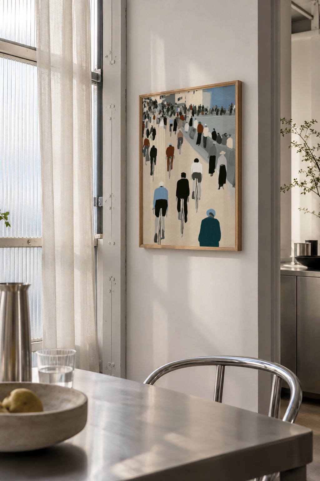 Promenade Cyclists - Framed poster in an interior