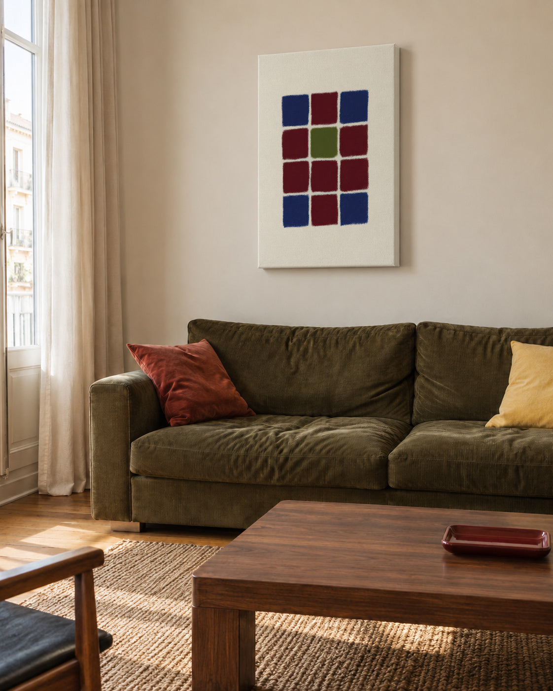 Mosaic Grid - Unframed canvas in an interior