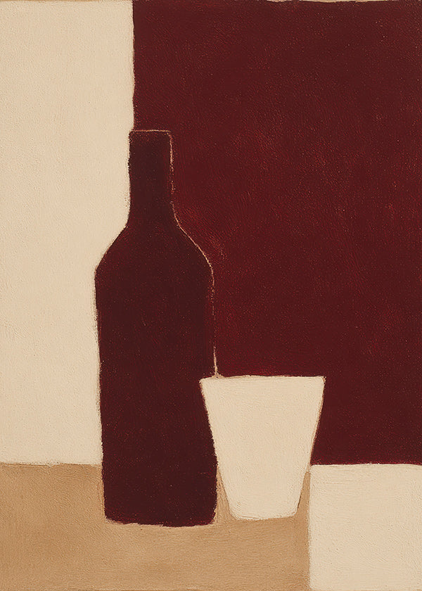 Cuadro de cocina con botella y vaso