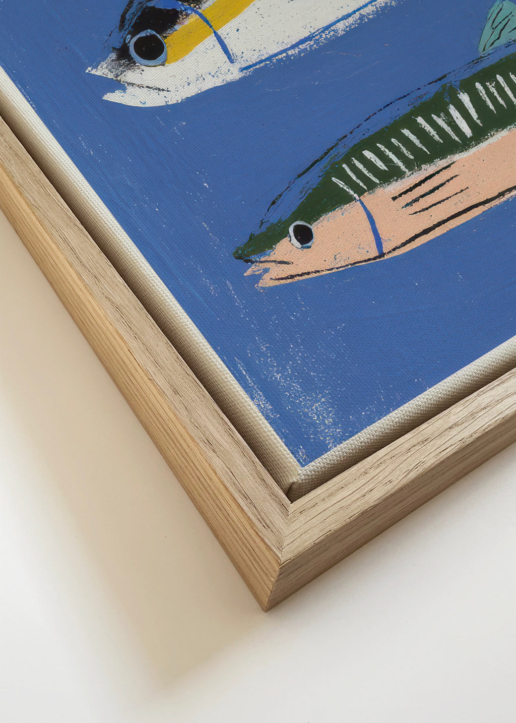 Blue Fish Triptych - Framed canvas detail