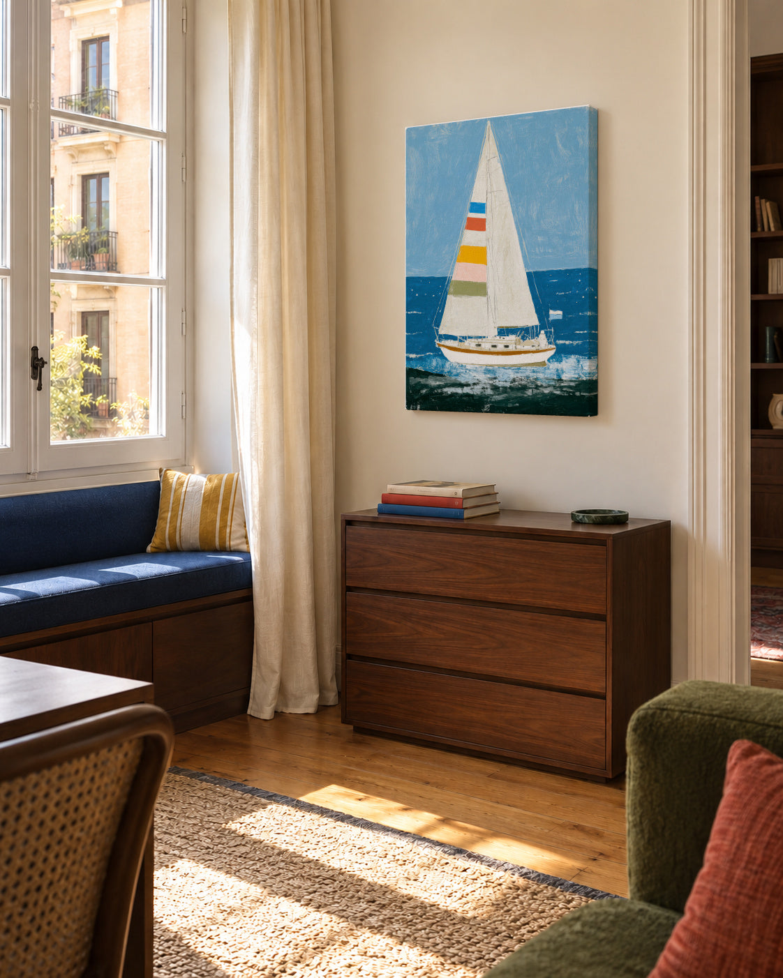 Sail in Color - Unframed canvas in an interior