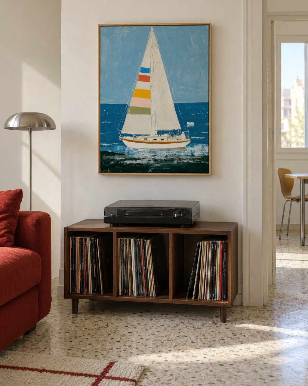 Sail in Color - Framed canvas in an interior