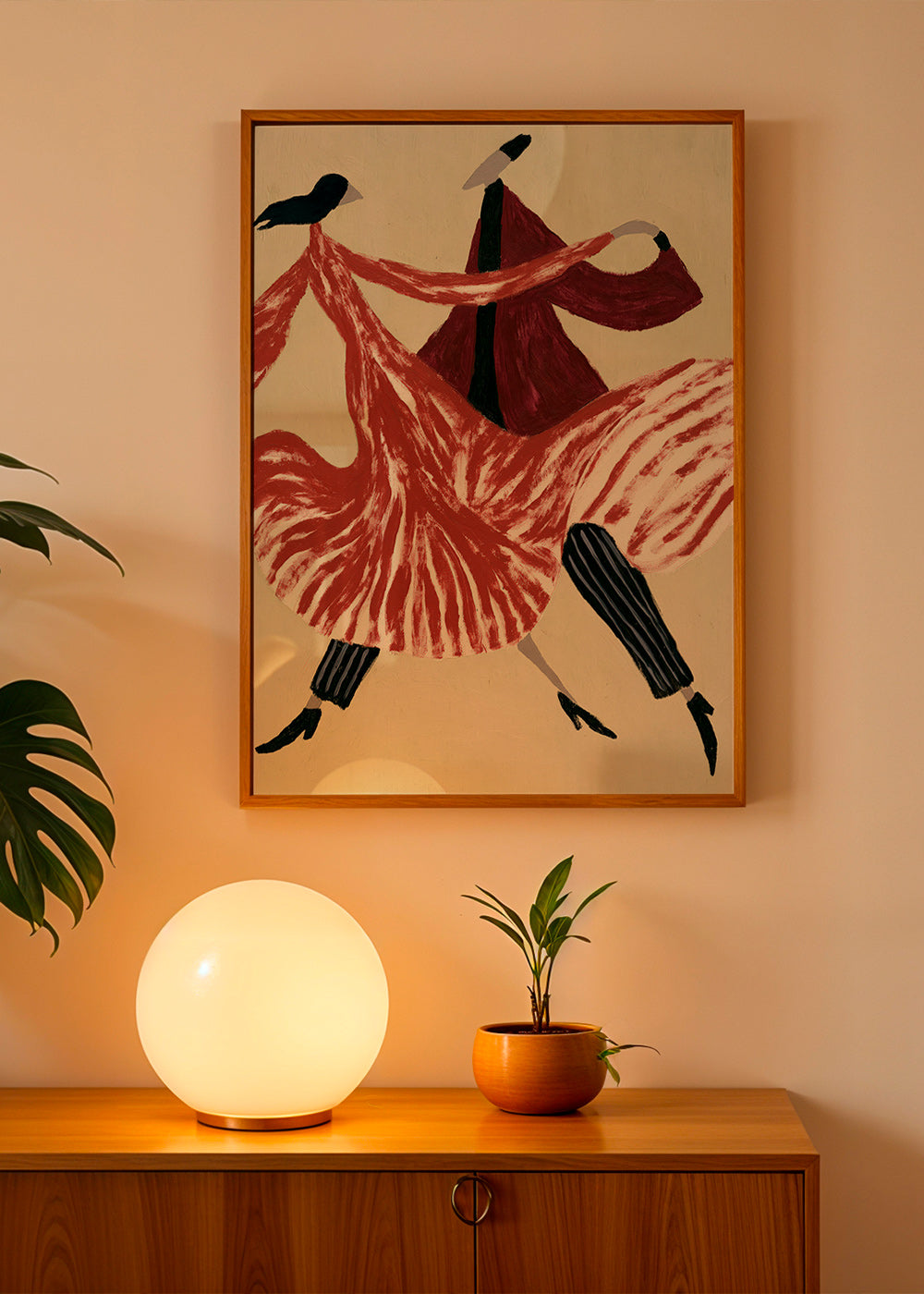Abstraktes Bild mit tanzenden Figuren