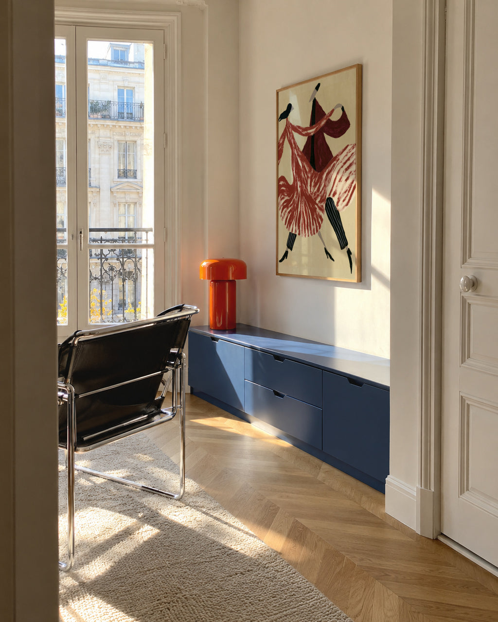 Crimson Dancers - Framed poster in an interior