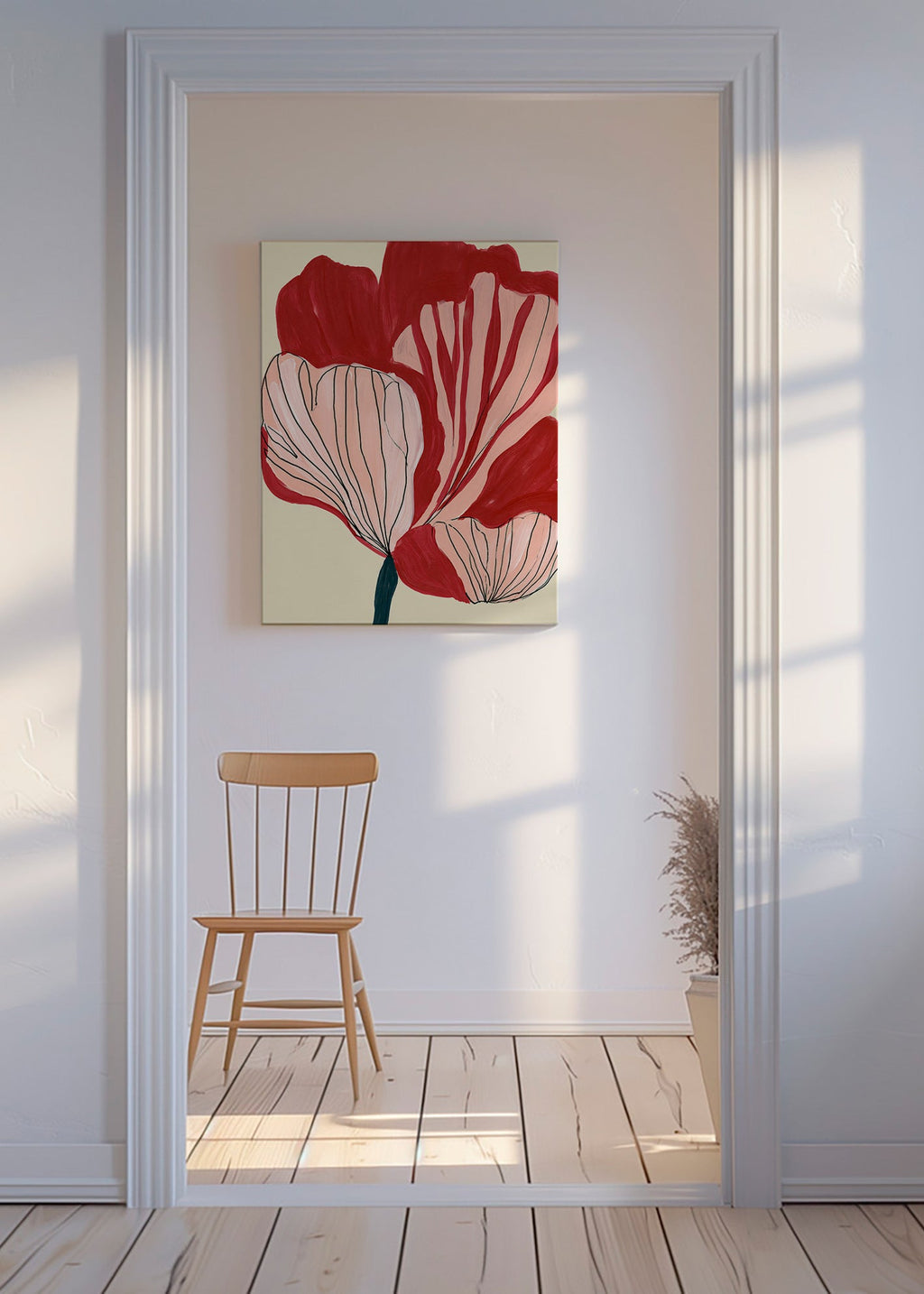 Botanischer Druck: scharlachrote Blütenblätter – Canvas