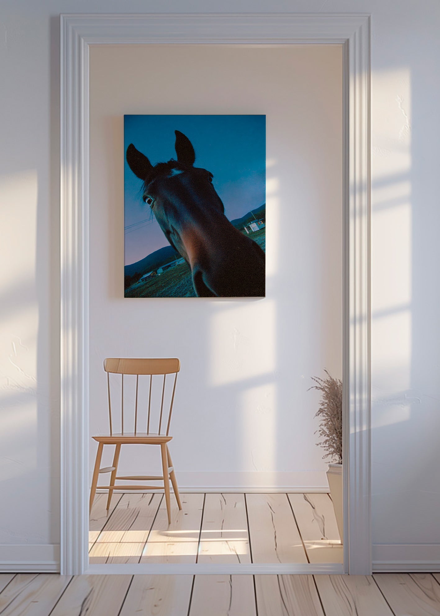 Kunstwerk Pferd Nahaufnahme bei Nacht