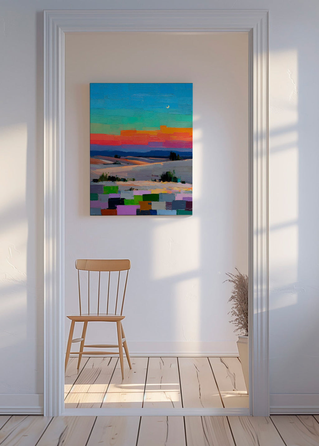 Colorfield Landschaft mit Mond