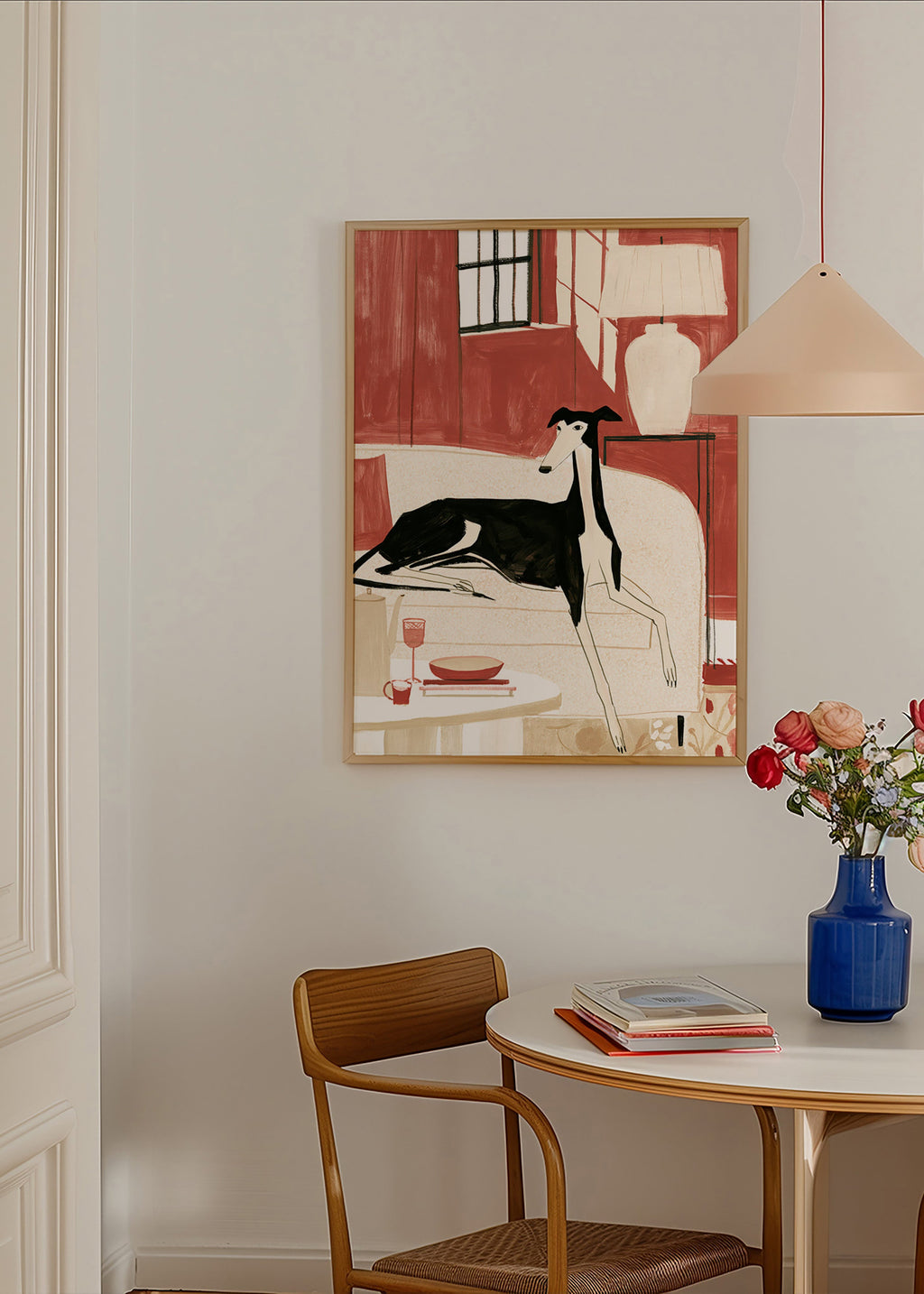 Galgo-Illustration auf Sofa