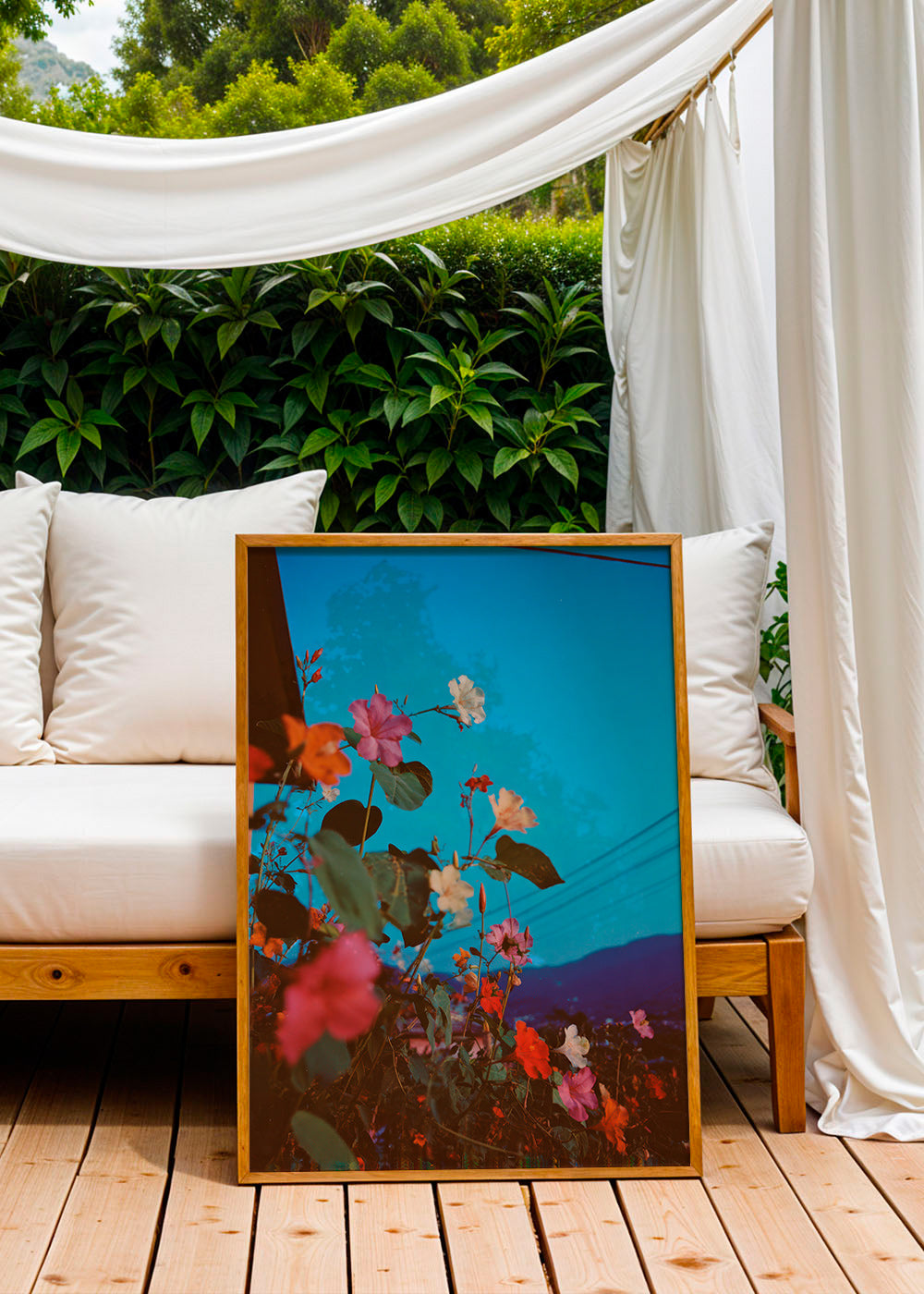 Botanischer Druck: Bougainvillea bei Dämmerung