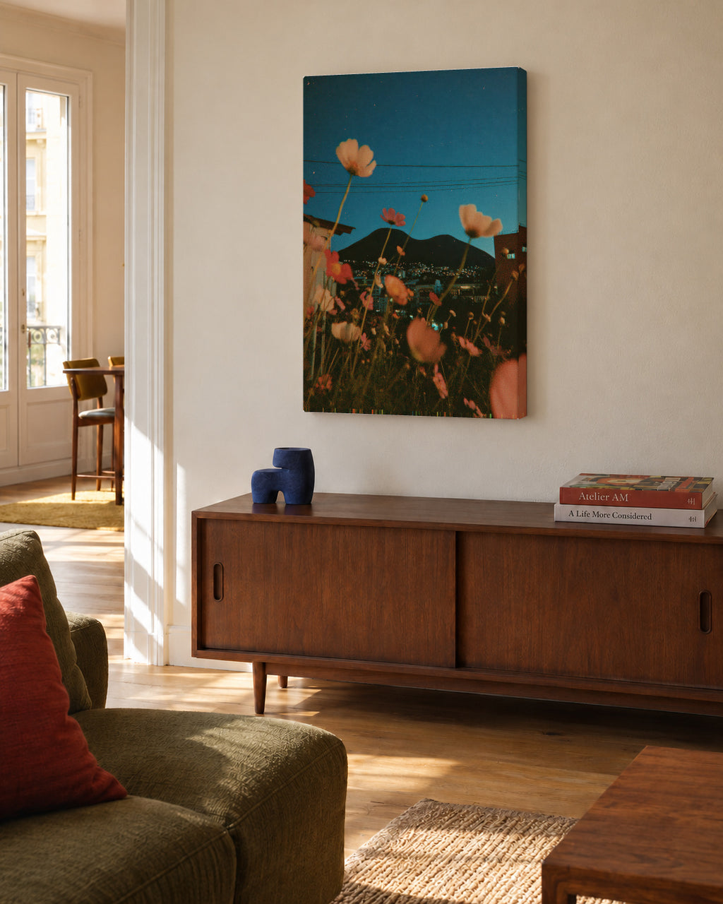 Wildflower Sunset - Unframed canvas in an interior
