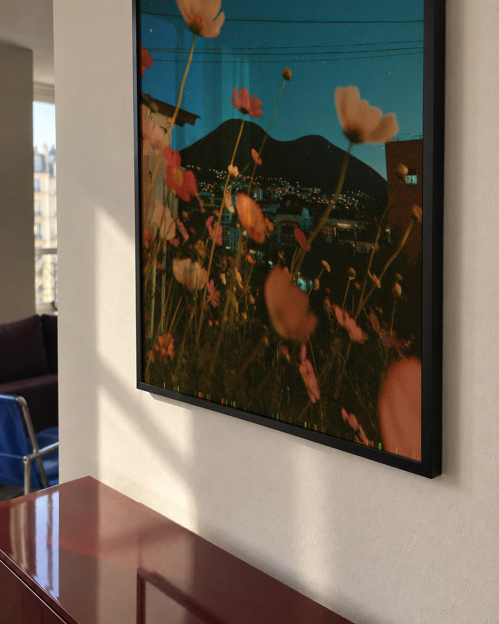 Wildflower Sunset - Framed poster in an interior