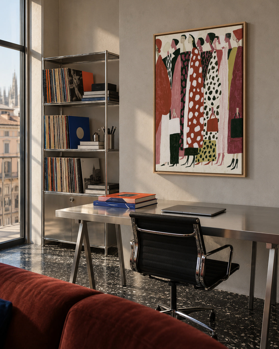 The Fashion Crowd - Framed canvas in an interior