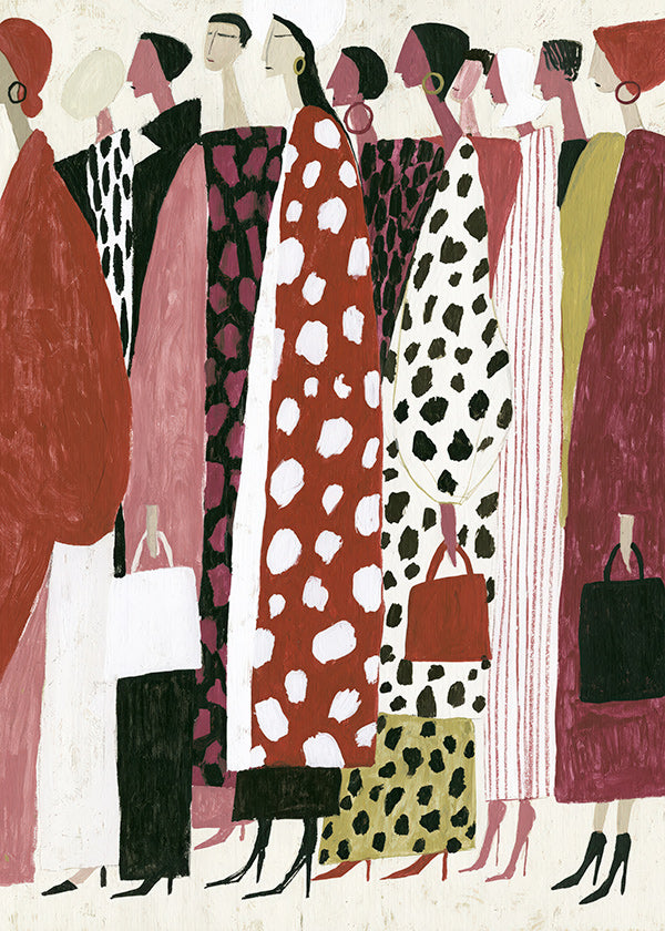 Modeillustration: stilisierte Profilparade
