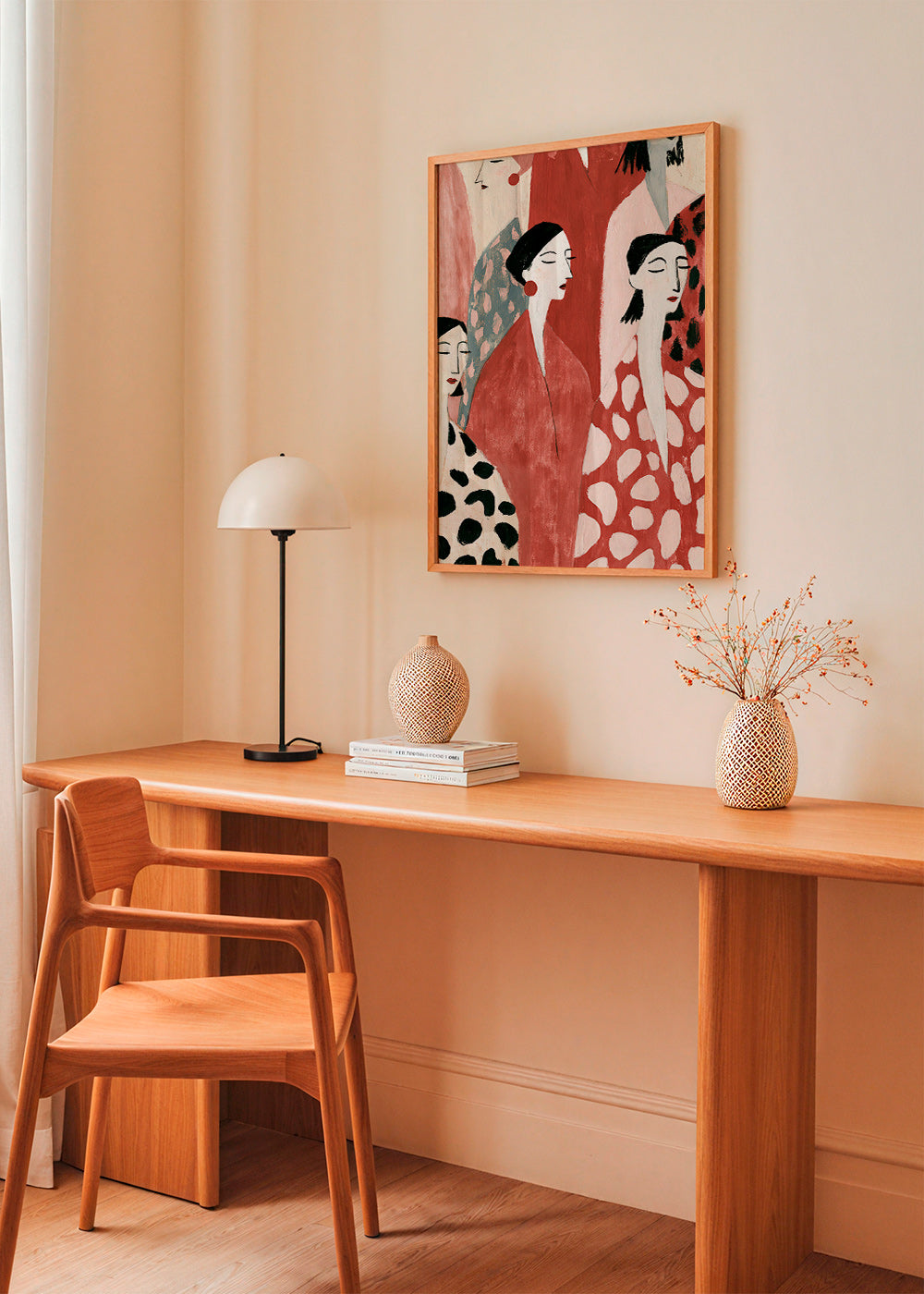 Illustration weiblicher Figuren in Rot